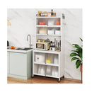 6 Tier Kitchen Pantry Cabinet With Hutch And Flip Doors White