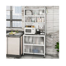 6 Tier Kitchen Pantry Cabinet With Hutch And Flip Doors White