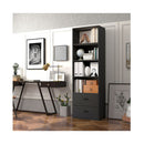 6 Tier Modern Bookcase 4 Tier Open Bookshelf With 2 Drawers Black