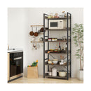 6 Tier Storage Rack With 4 Hooks And Open Display Shelves Grey