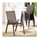 6Pcs Outdoor Dining Chairs Stackable Chair Patio Garden Furniture Brown
