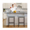 74cm Set Of 2 Saddle Barstools With Backless Nailhead Fabric Seat Grey