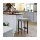 74cm Set Of 2 Saddle Barstools With Backless Nailhead Fabric Seat Grey