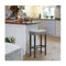 74cm Set Of 2 Saddle Barstools With Backless Nailhead Fabric Seat Grey