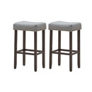 74cm Set Of 2 Saddle Barstools With Backless Nailhead Fabric Seat Grey