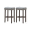 74cm Set Of 2 Saddle Barstools With Backless Nailhead Fabric Seat Grey