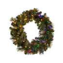 76Cm Battery Operated Split Christmas Wreath Glittery Gold Pine
