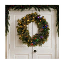 76Cm Battery Operated Split Christmas Wreath Glittery Gold Pine