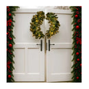 76Cm Battery Operated Split Christmas Wreath Glittery Gold Pine