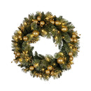 76Cm Christmas Wreath Battery Operated Warm White Lights Xmas Decor