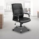 PU Leather Office Chair and Ergonomic Executive Swivel Desk Chair with Padded Seat in Black