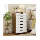 7 Drawer Storage Cabinet With 4 Universal Casters For Office Natural