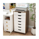 7 Drawer Storage Cabinet With 4 Universal Casters For Office Natural