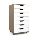 7 Drawer Storage Cabinet With 4 Universal Casters For Office Natural
