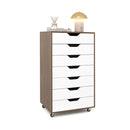 7 Drawer Storage Cabinet With 4 Universal Casters For Office Natural