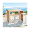 7Pcs Outdoor Bar Set 6 Seaters Chairs Steel Stools Patio Bistro Table
