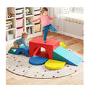 7 Piece Foam Climbing Blocks Soft Pu Leather Play Gym Red