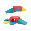 7 Piece Foam Climbing Blocks Soft Pu Leather Play Gym Red