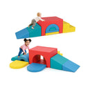 7 Piece Foam Climbing Blocks Soft Pu Leather Play Gym Red