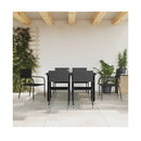 7 Piece Garden Dining Set Black Poly Rattan And Steel