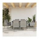 7 Piece Garden Dining Set Grey And Black Poly Rattan And Steel