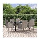 7 Piece Garden Dining Set With Cushions Anthracite Poly Rattan