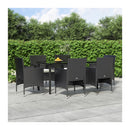 7 Piece Garden Dining Set With Cushions Black