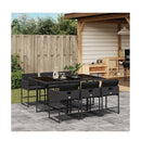 7 Piece Garden Dining Set With Cushions Black Poly Rattan