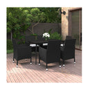 7 Piece Garden Dining Set With Cushions Poly Rattan And Glass