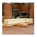 7 Piece Garden Lounge Set With Cream Cushions Pinewood