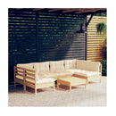 7 Piece Garden Lounge Set with Cream Cushions Solid Pinewood