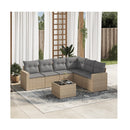 7 Piece Garden Sofa Set With Cushions Beige Poly Rattan