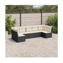 7 Piece Garden Sofa Set With Cushions Black Poly Rattan