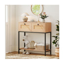 80Cm Boho Console Table 2 Tier Modern Narrow Entryway Natural