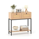 80Cm Boho Console Table 2 Tier Modern Narrow Entryway Natural