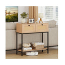 80Cm Boho Console Table 2 Tier Modern Narrow Entryway Natural
