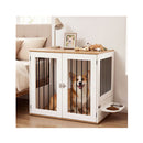 80Cm Dog Crate Furniture Indoor Wooden Kennel Double Lock Doors White