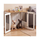 80Cm Dog Crate Furniture Indoor Wooden Kennel Double Lock Doors White