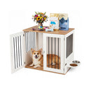 80Cm Dog Crate Furniture Indoor Wooden Kennel Double Lock Doors White