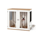 80Cm Dog Crate Furniture Indoor Wooden Kennel Double Lock Doors White
