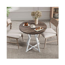 80Cm Round Dining Table Wooden With Metal Pedestal Base Natural