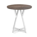 80Cm Round Dining Table Wooden With Metal Pedestal Base Natural
