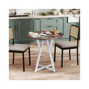 80Cm Round Dining Table Wooden With Metal Pedestal Base Natural