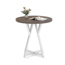 80Cm Round Dining Table Wooden With Metal Pedestal Base Natural