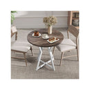 Round Dining Wooden Kitchen Table With Metal Pedestal Base