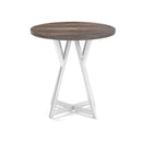 Round Dining Wooden Kitchen Table With Metal Pedestal Base