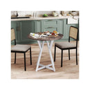Round Dining Wooden Kitchen Table With Metal Pedestal Base