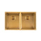 Stainless Steel Kitchen Sink 820mm Double Bowl Brushed Gold Top Under