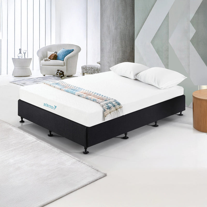 Palermo King Single Ensemble Bed Base Midnight Black Linen Fabric ...