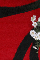 Meadow Nest Red Black Floral Rug